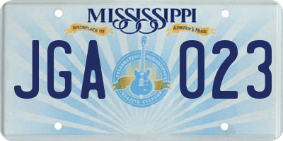 MS license plate JGA023