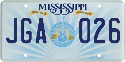 MS license plate JGA026