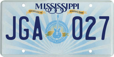 MS license plate JGA027