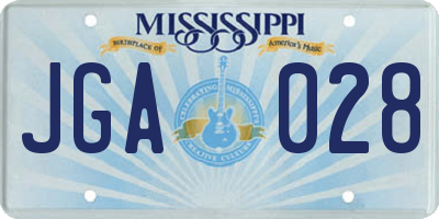 MS license plate JGA028