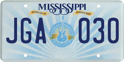 MS license plate JGA030