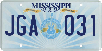 MS license plate JGA031
