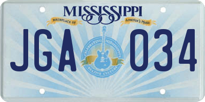 MS license plate JGA034
