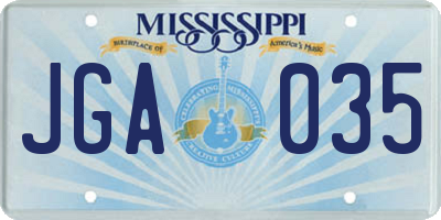 MS license plate JGA035