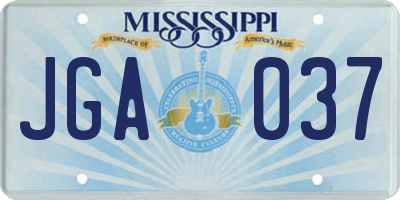 MS license plate JGA037