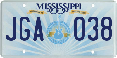 MS license plate JGA038