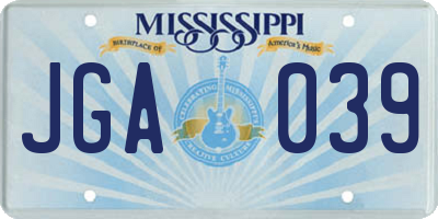 MS license plate JGA039