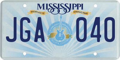 MS license plate JGA040