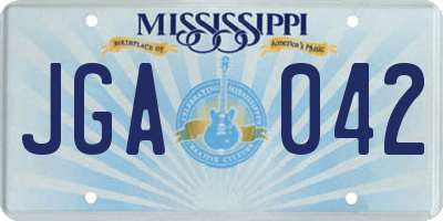 MS license plate JGA042
