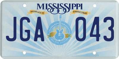 MS license plate JGA043