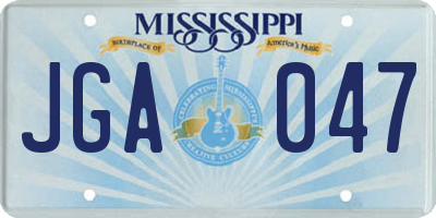 MS license plate JGA047