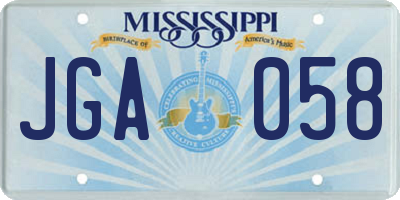 MS license plate JGA058