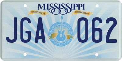 MS license plate JGA062