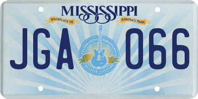 MS license plate JGA066