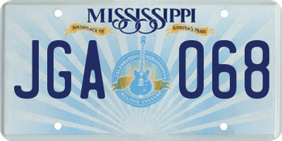 MS license plate JGA068