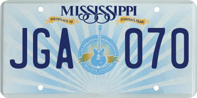 MS license plate JGA070