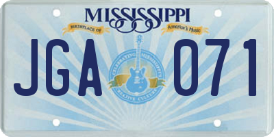 MS license plate JGA071