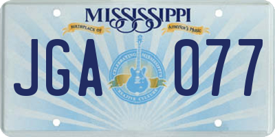 MS license plate JGA077