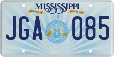 MS license plate JGA085