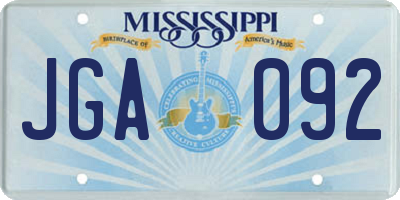 MS license plate JGA092