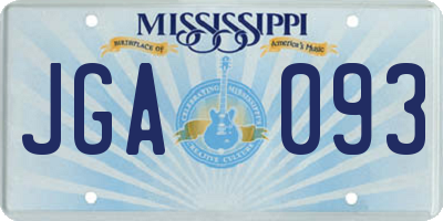 MS license plate JGA093