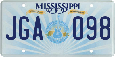MS license plate JGA098