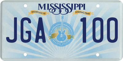 MS license plate JGA100