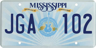 MS license plate JGA102