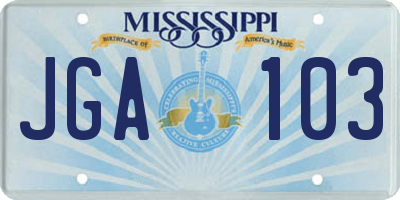 MS license plate JGA103