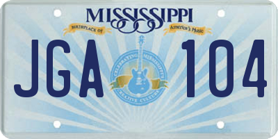 MS license plate JGA104