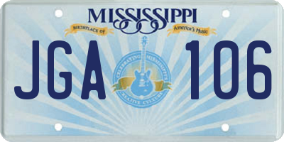 MS license plate JGA106