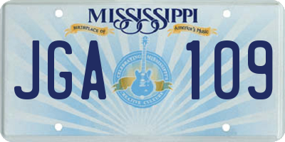 MS license plate JGA109