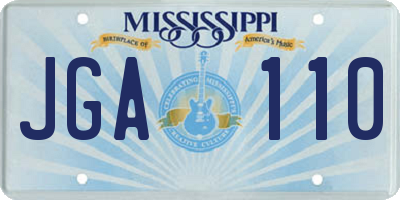 MS license plate JGA110