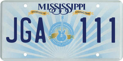 MS license plate JGA111