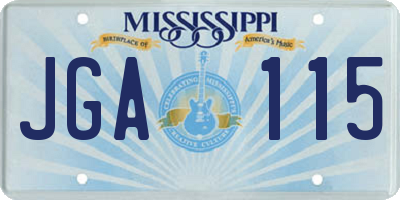 MS license plate JGA115