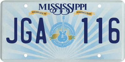MS license plate JGA116