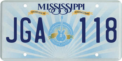 MS license plate JGA118