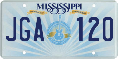 MS license plate JGA120