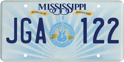 MS license plate JGA122