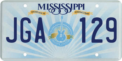 MS license plate JGA129