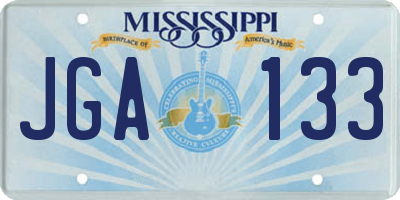 MS license plate JGA133