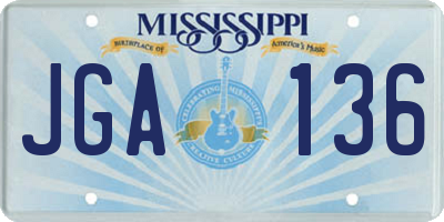 MS license plate JGA136