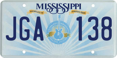 MS license plate JGA138