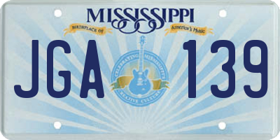 MS license plate JGA139