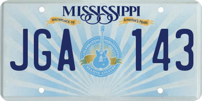 MS license plate JGA143