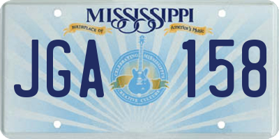 MS license plate JGA158