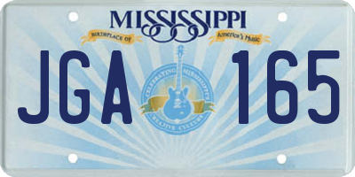 MS license plate JGA165