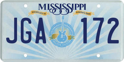 MS license plate JGA172