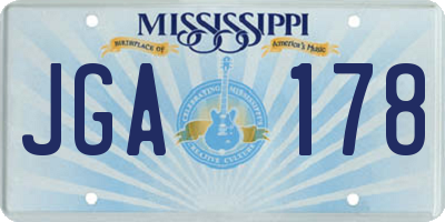 MS license plate JGA178