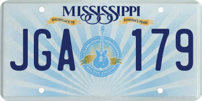 MS license plate JGA179